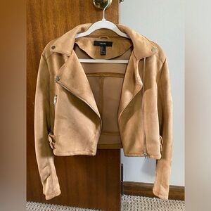 Tan Suede Cropped “Leather style” Jacket